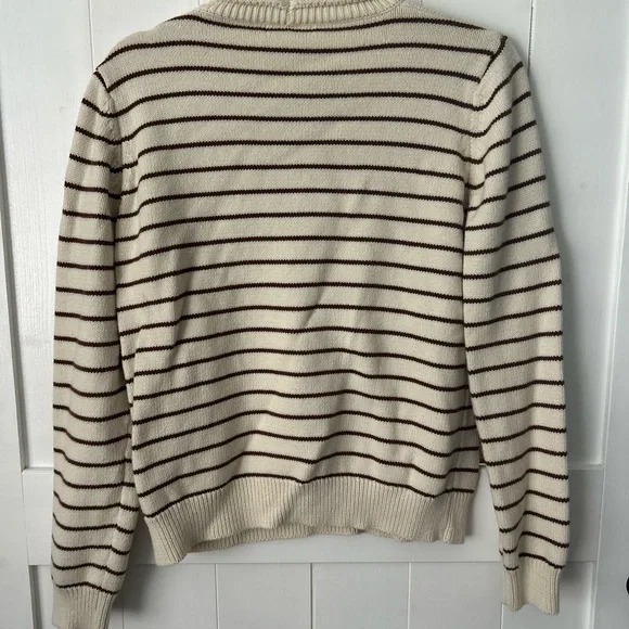 Olympia Sweater - Striped Cream and Brown Women's Sweater - Picture 10 of 10